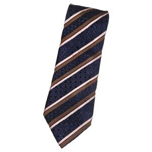CANALI Men's 100% Silk Necktie LUXURY Tie Blue Striped W:3.6" EUC